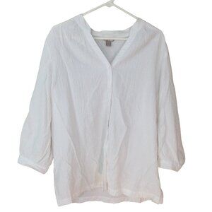 White Stag Womens XL 16-18 White Blouse-Shirt  3/4 Sleeve Button Shirt V-Neck 5